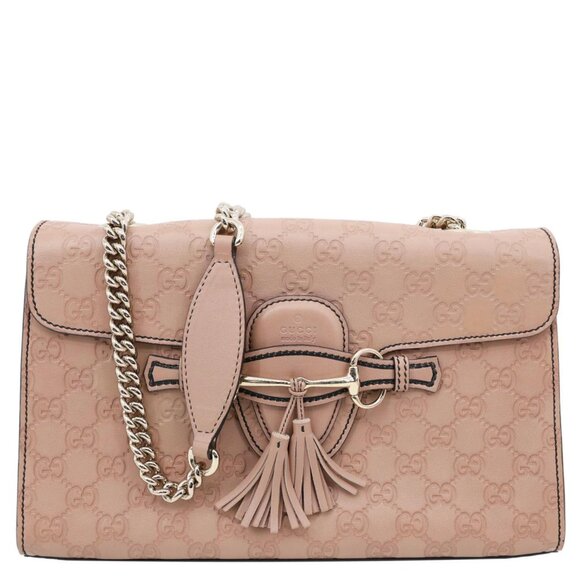 Gucci Emily Medium Leather Chain Shoulder Bag Pink 295402 - Picture 1 of 14
